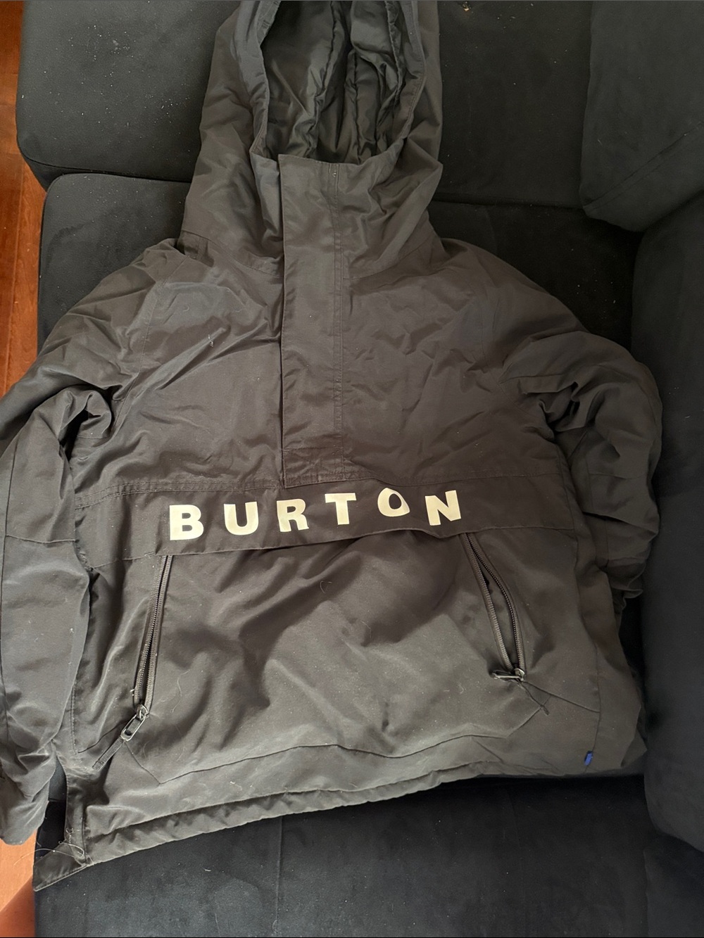 Burton Black Hooded Snowboard Jacket with Logo